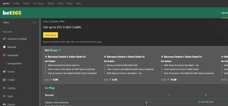 Visit the Bet365 Website