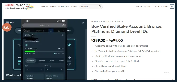 OnlineBetShop.com – Verified Stake Account Platinum